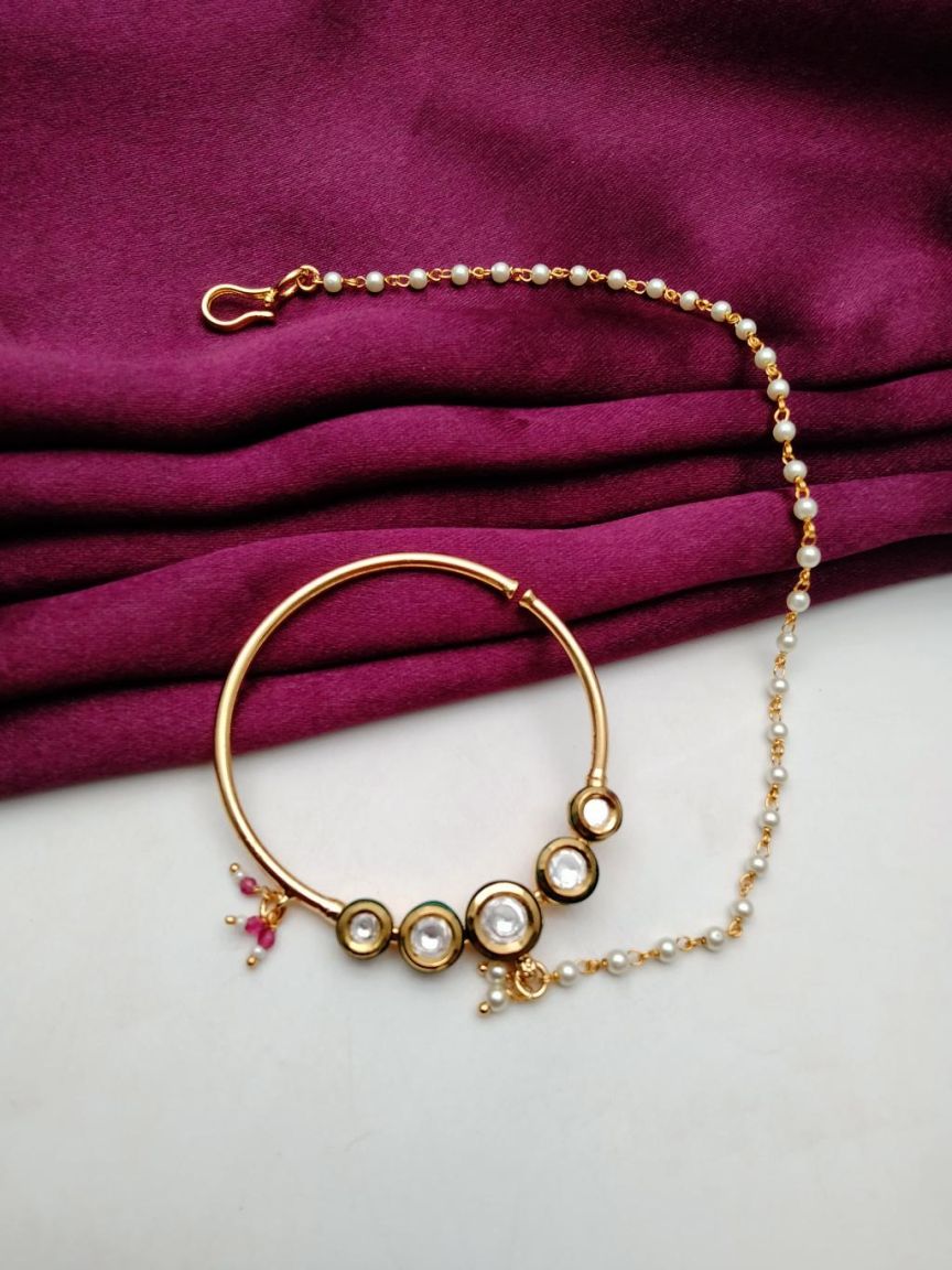 NOSE RING IN KUNDAN (VILANDI) STYLE | DESIGN - 23036