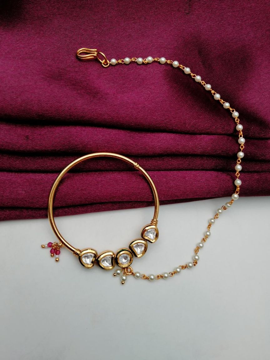 NOSE RING IN KUNDAN (VILANDI) STYLE | DESIGN - 23037