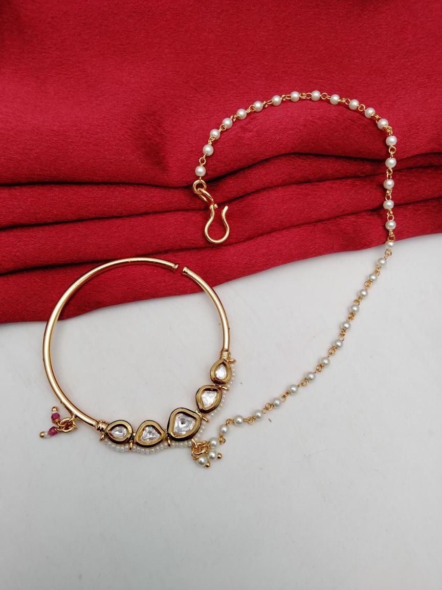 NOSE RING IN KUNDAN (VILANDI) STYLE | DESIGN - 23038
