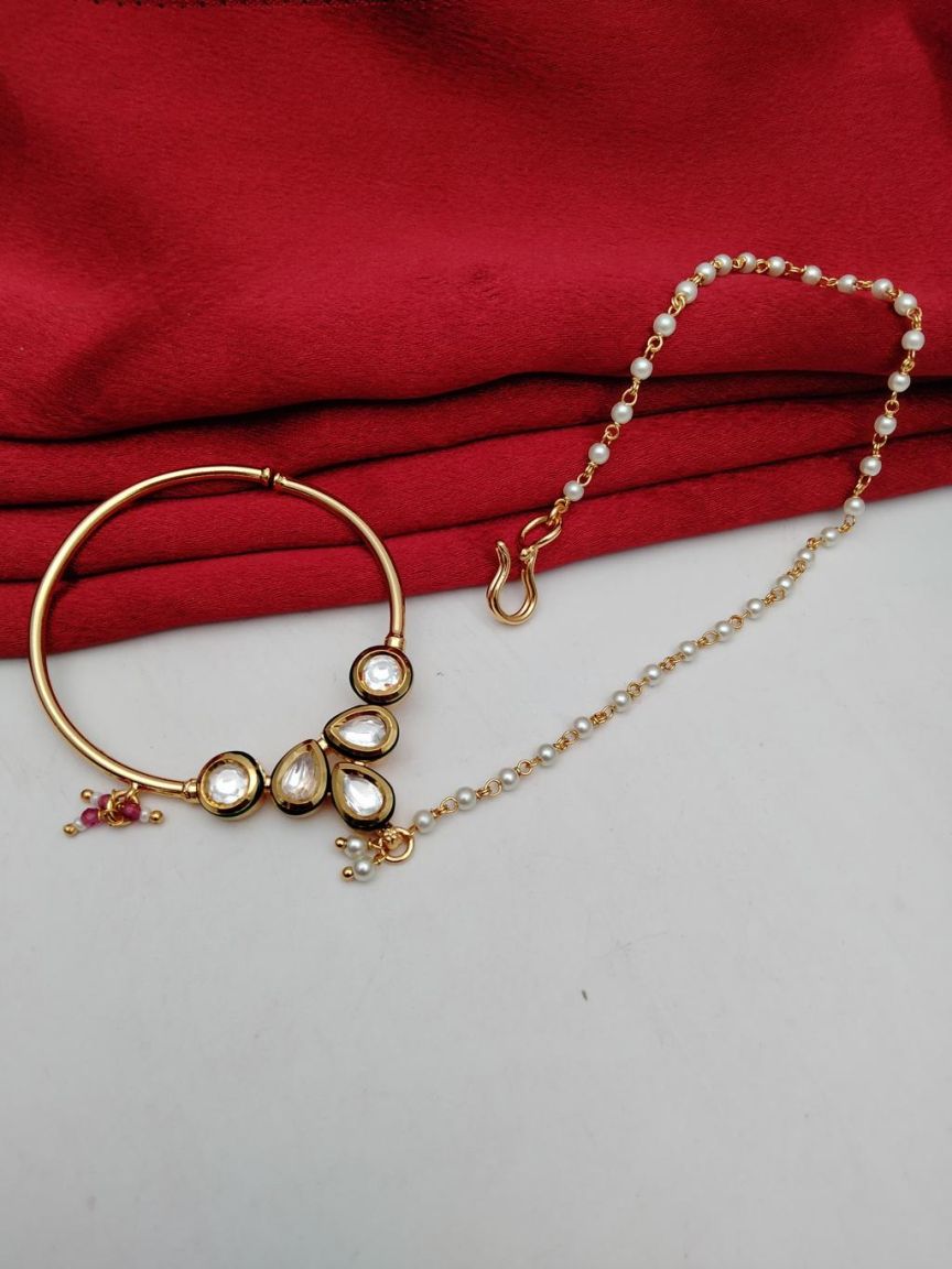 NOSE RING IN KUNDAN (VILANDI) STYLE | DESIGN - 23040