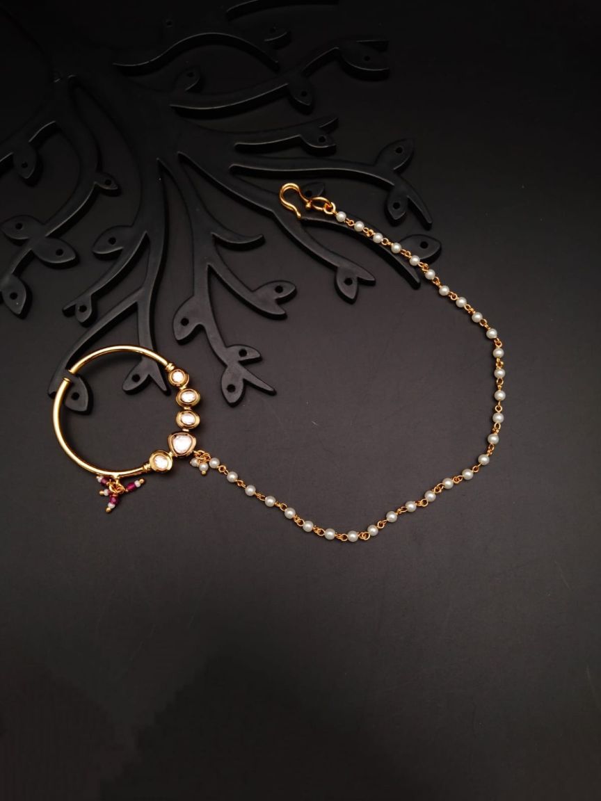 NOSE RING IN KUNDAN (VILANDI) STYLE | DESIGN - 23042