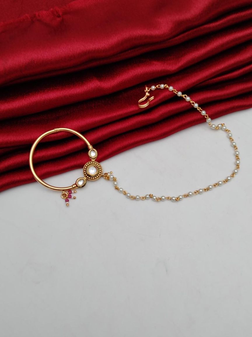 NOSE RING IN KUNDAN (VILANDI) STYLE | DESIGN - 23046