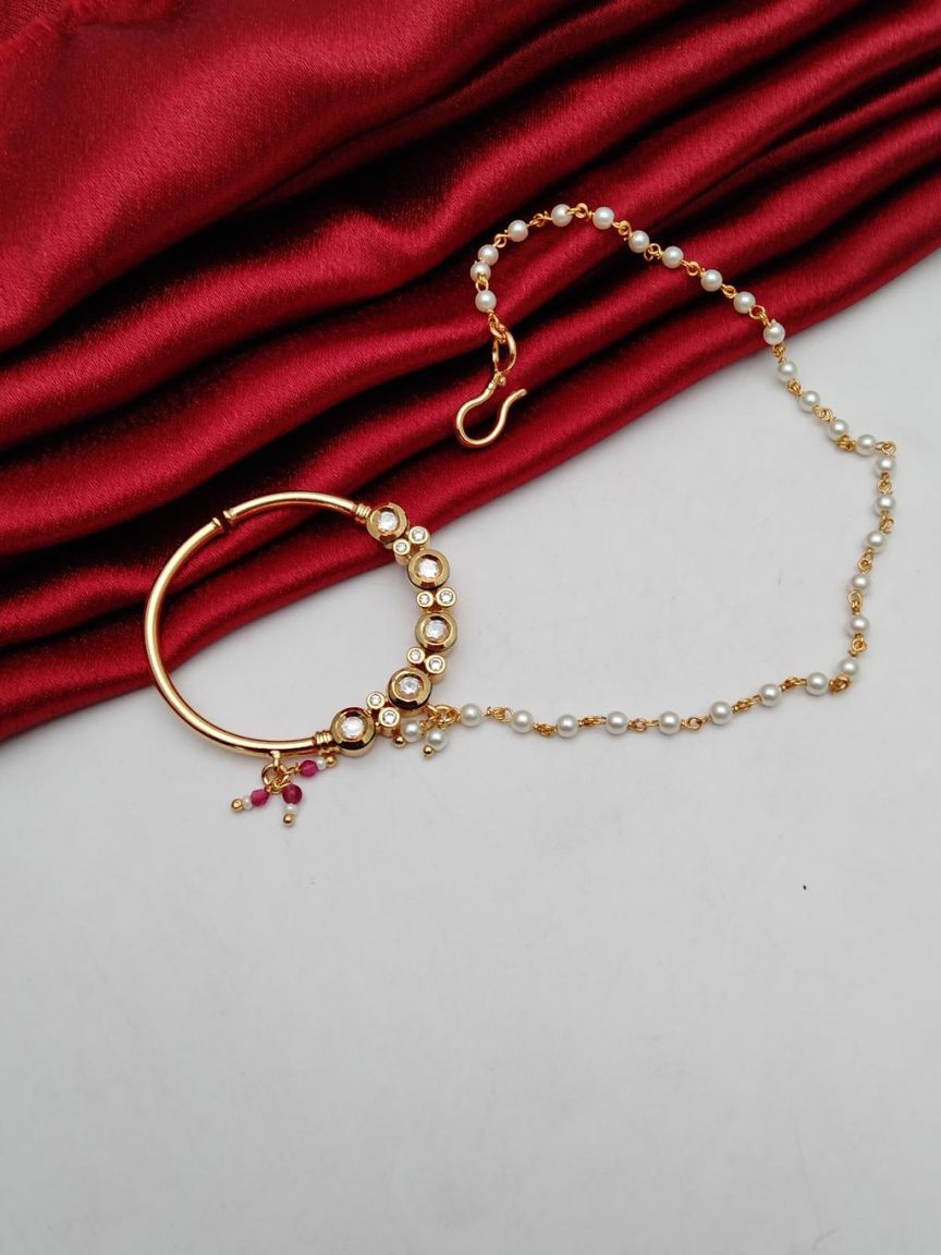 NOSE RING IN KUNDAN (VILANDI) STYLE | DESIGN - 23047