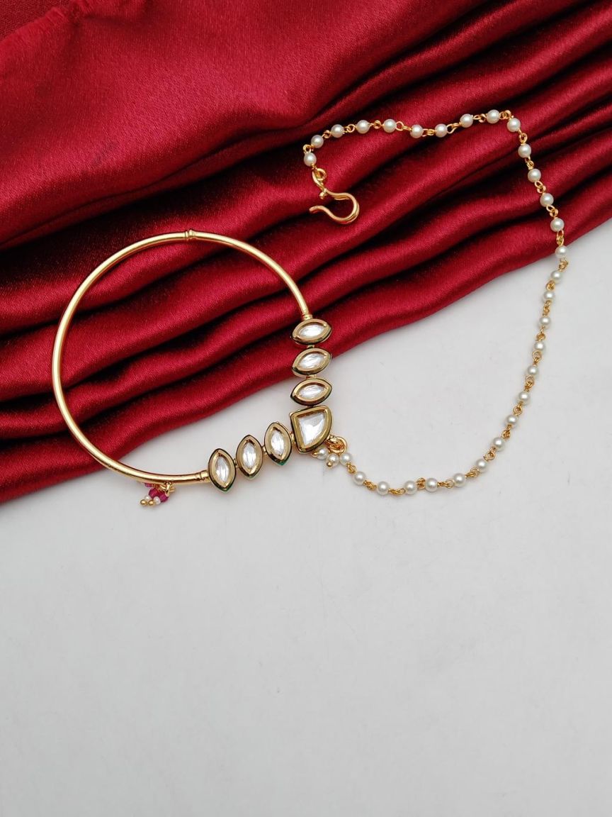 NOSE RING IN KUNDAN (VILANDI) STYLE | DESIGN - 23048