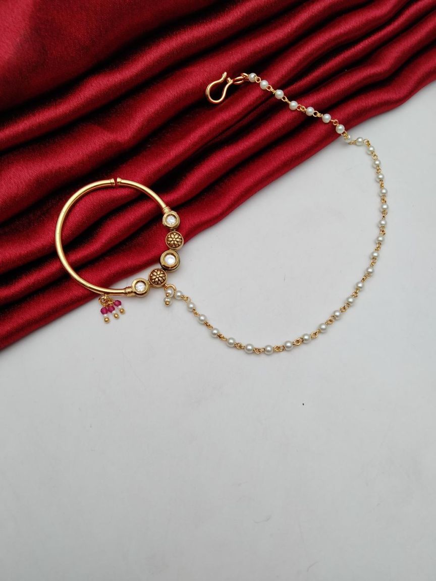 NOSE RING IN KUNDAN (VILANDI) STYLE | DESIGN - 23049