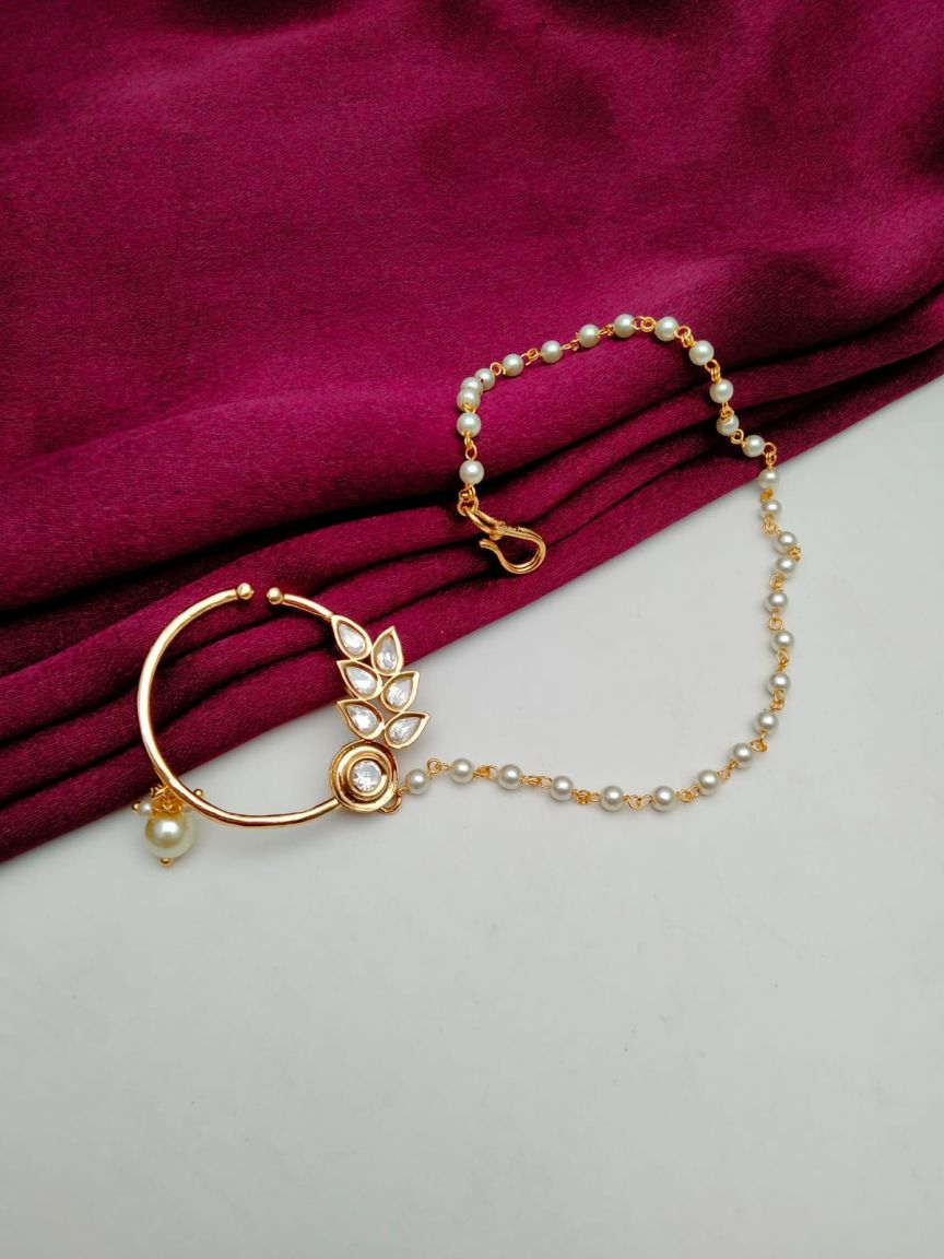 NOSE RING IN KUNDAN (VILANDI) STYLE | DESIGN - 23050
