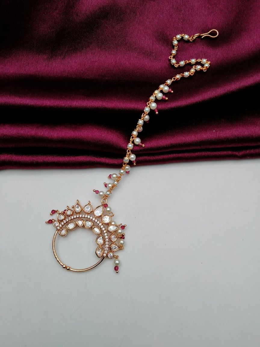 NOSE RING IN KUNDAN (VILANDI) STYLE | DESIGN - 23055