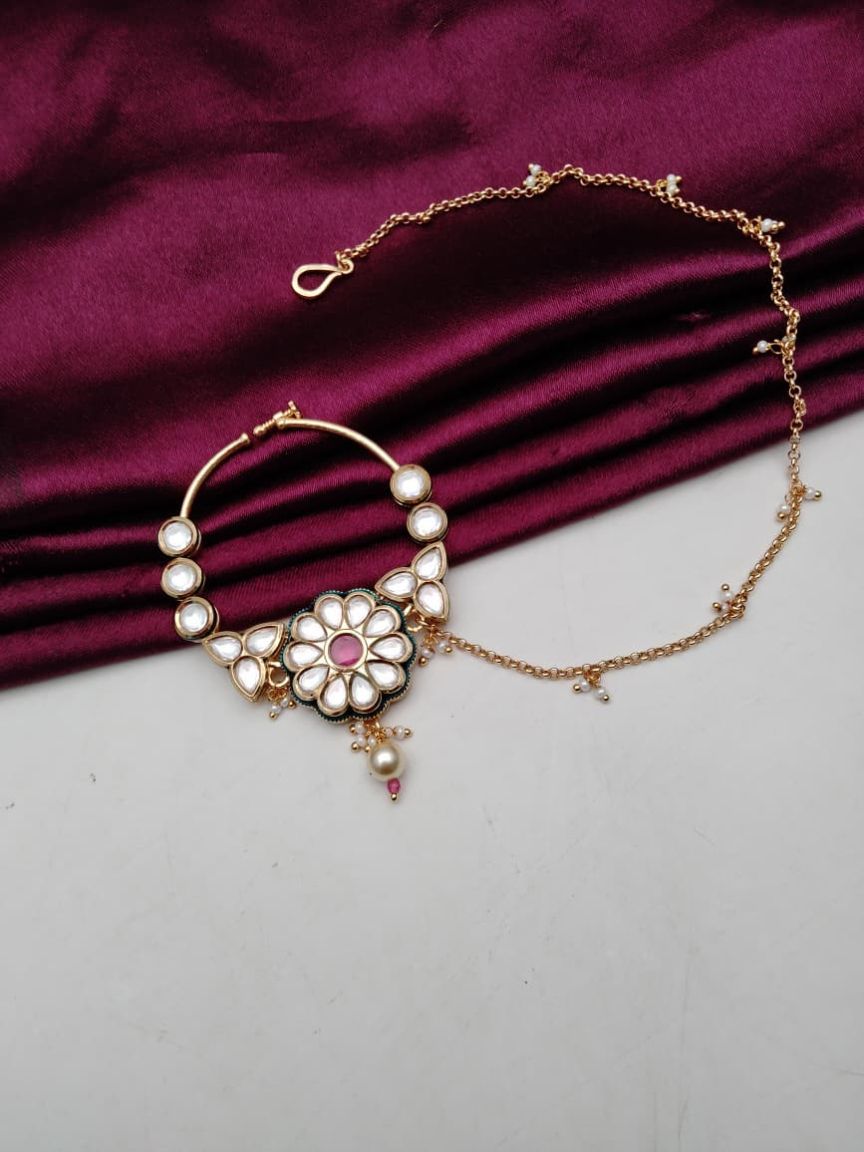 NOSE RING IN KUNDAN (VILANDI) STYLE | DESIGN - 23058
