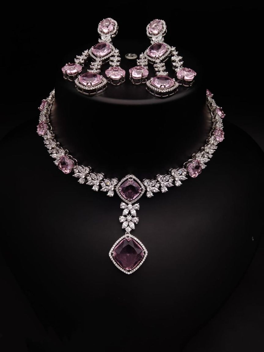 NECKLASE SET IN AMERICAN DIAMOND JEWELLERY STYLE | DESIGN - 00480