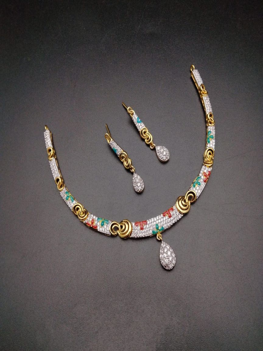 NECKLASE SET IN AMERICAN DIAMOND JEWELLERY STYLE | DESIGN - 00532