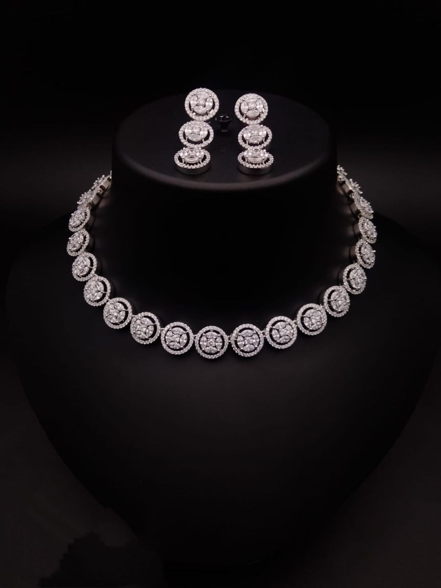 NECKLASE SET IN AMERICAN DIAMOND JEWELLERY STYLE | DESIGN - 00559