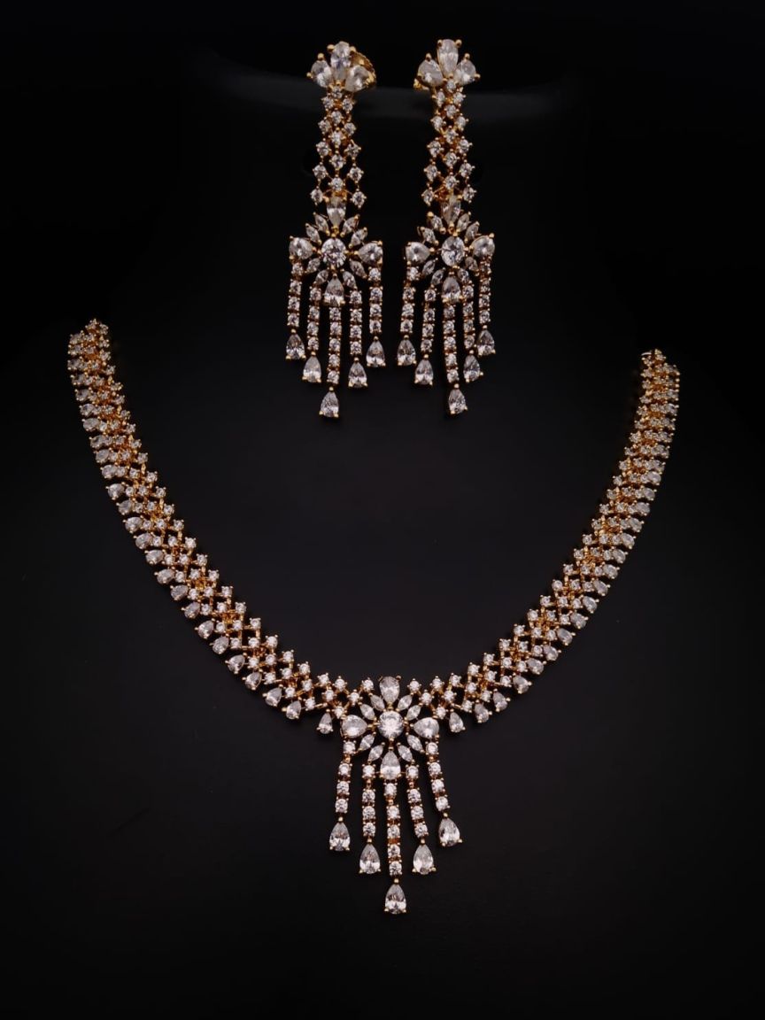 NECKLASE SET IN AMERICAN DIAMOND JEWELLERY STYLE | DESIGN - 00564