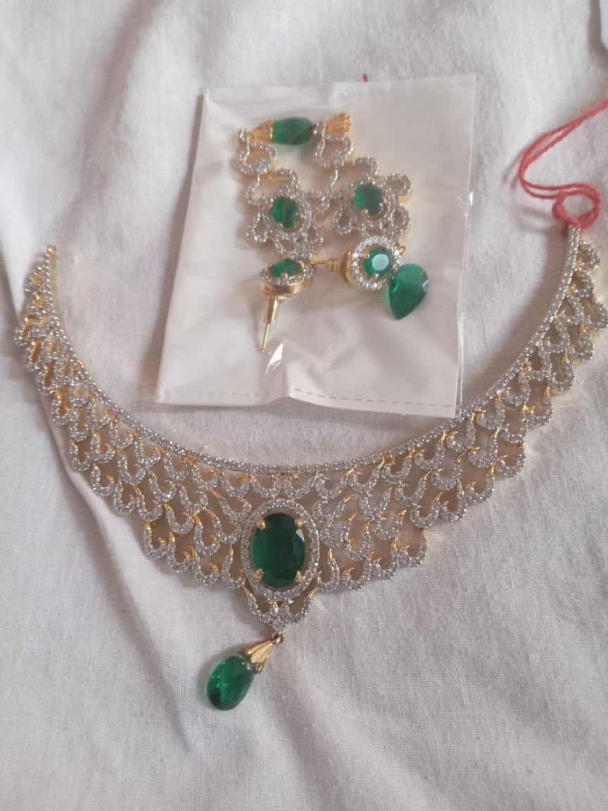 NECKLASE SET IN AMERICAN DIAMOND JEWELLERY STYLE | DESIGN - 00567