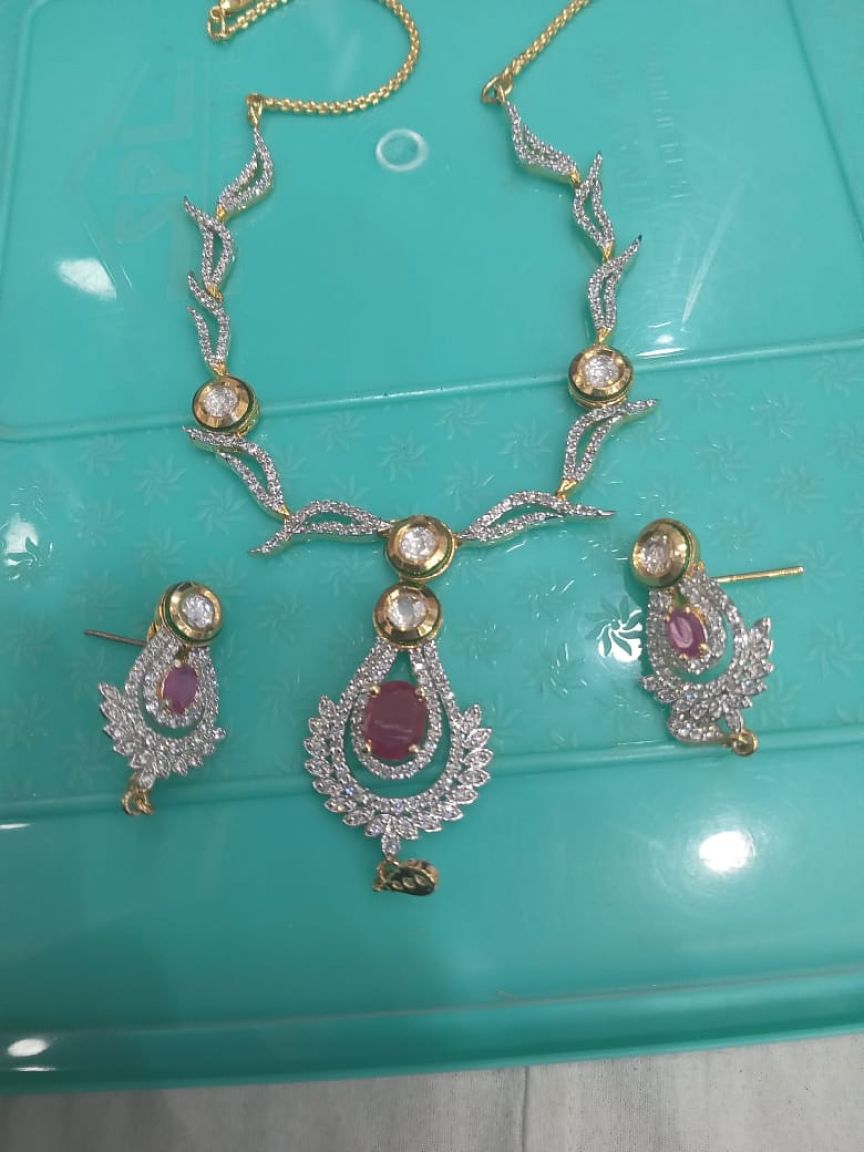 NECKLASE SET IN AMERICAN DIAMOND JEWELLERY STYLE | DESIGN - 00569