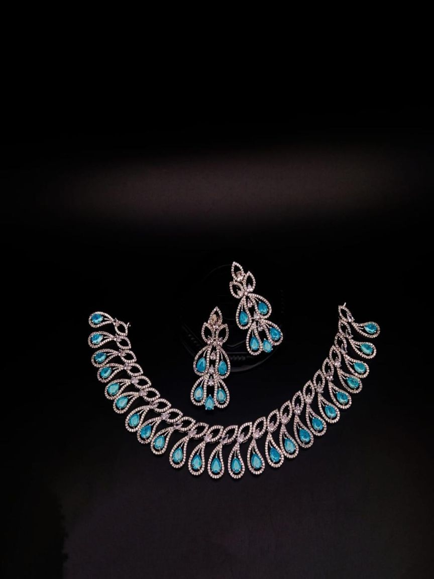 NECKLASE SET IN AMERICAN DIAMOND JEWELLERY STYLE | DESIGN - 00590