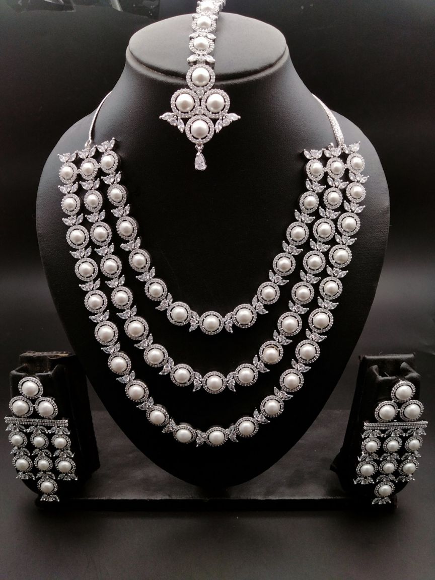 NECKLASE SET IN AMERICAN DIAMOND JEWELLERY STYLE | DESIGN - 00593