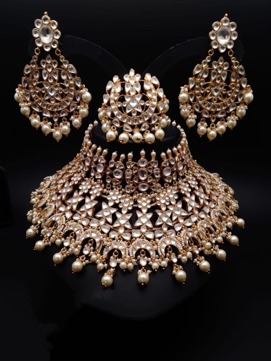 NECKLASE SET IN KUNDAN (VILANDI) STYLE | DESIGN - 15041
