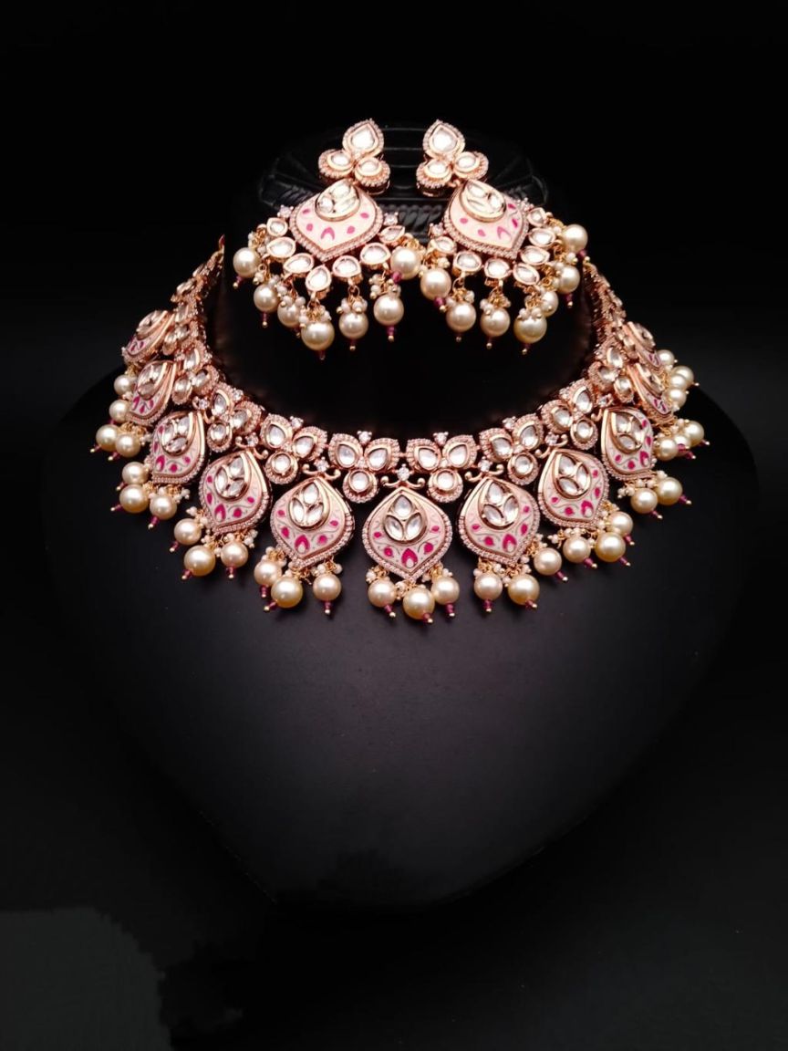 NECKLASE SET IN KUNDAN (VILANDI) STYLE | DESIGN - 15188
