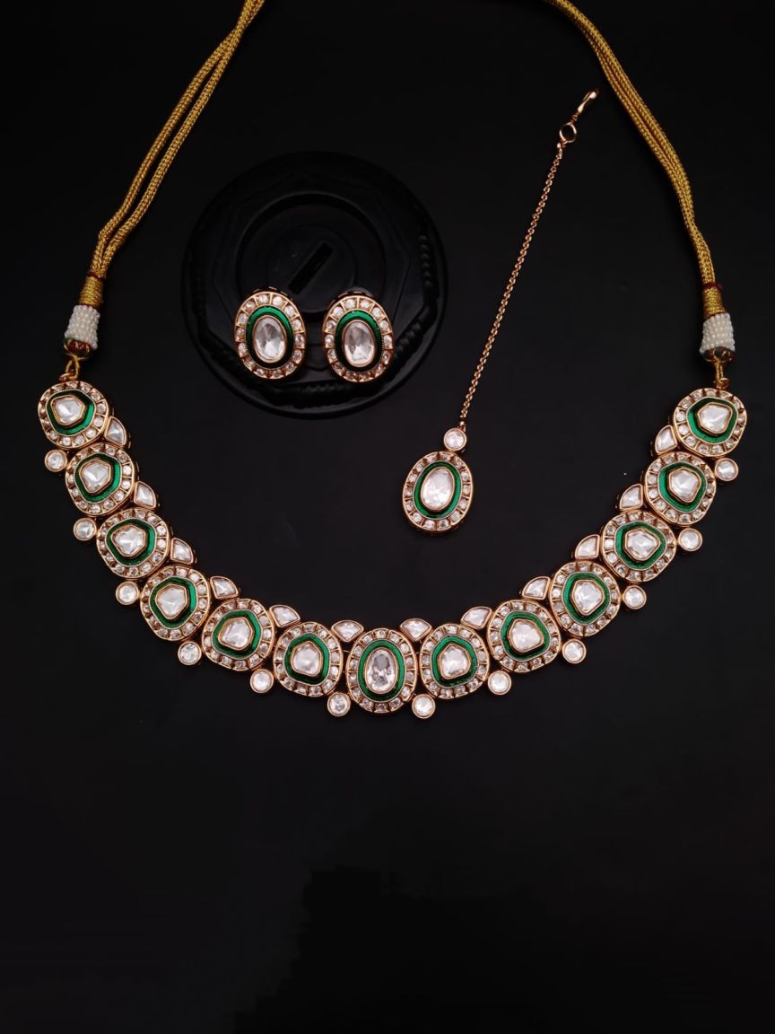 NECKLASE SET IN KUNDAN (VILANDI) STYLE | DESIGN - 15227