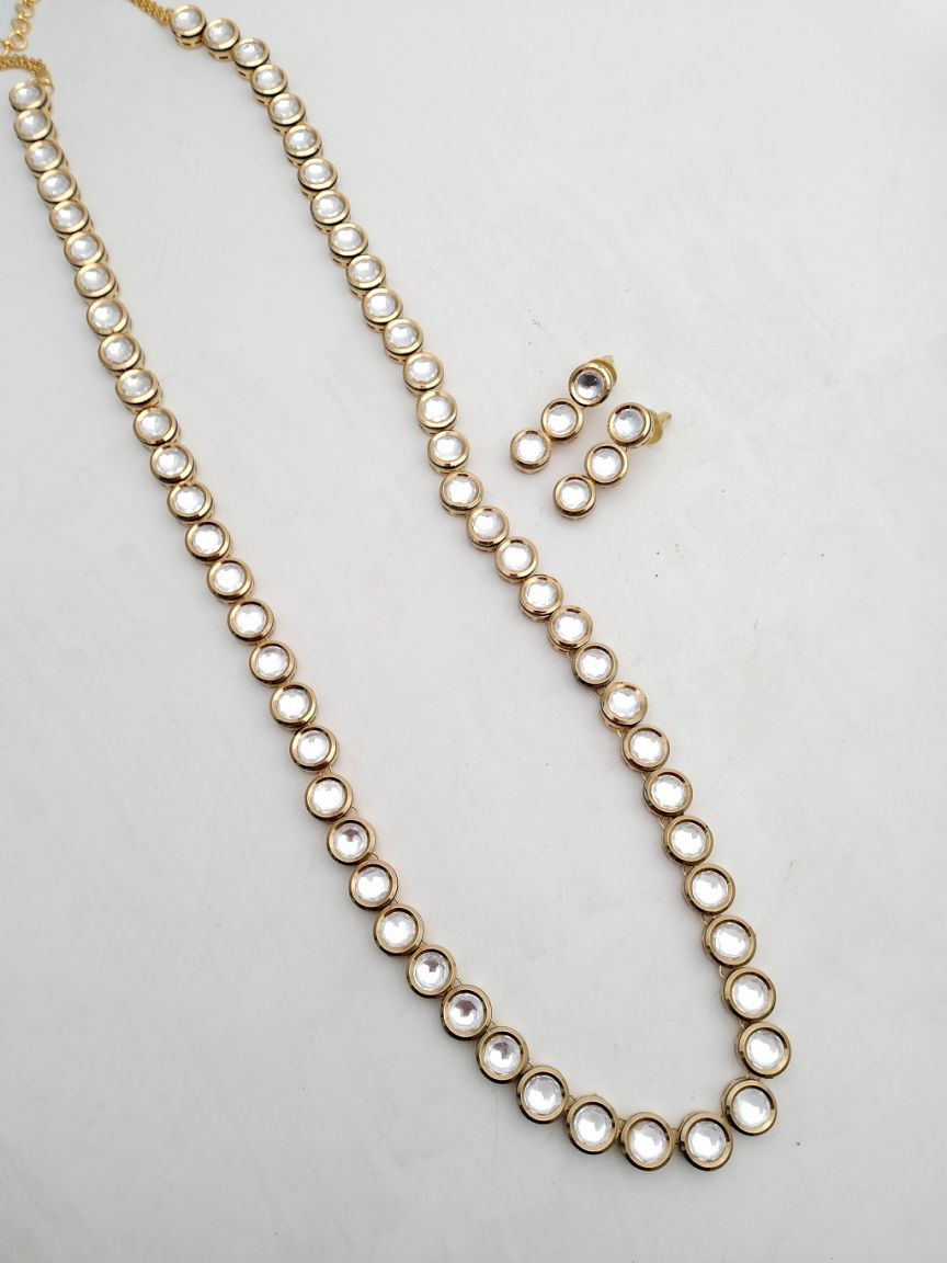 NECKLASE SET IN KUNDAN (VILANDI) STYLE | DESIGN - 15353