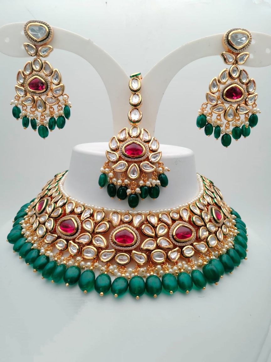 NECKLASE SET IN KUNDAN (VILANDI) STYLE | DESIGN - 15497