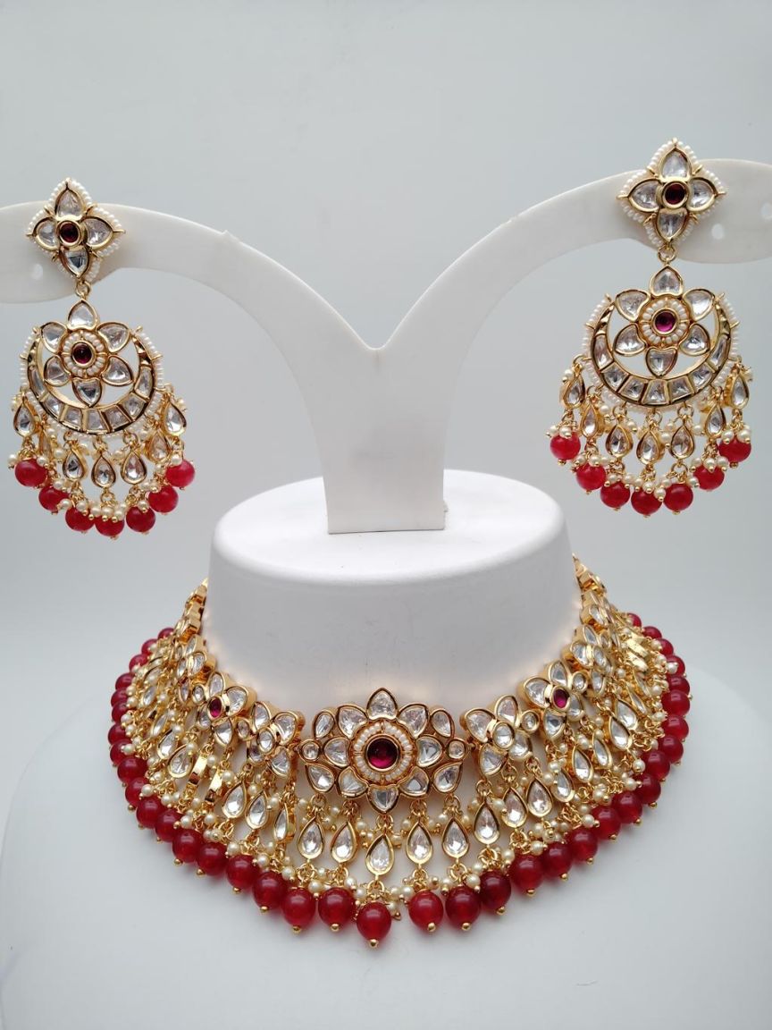 NECKLASE SET IN KUNDAN (VILANDI) STYLE | DESIGN - 15504