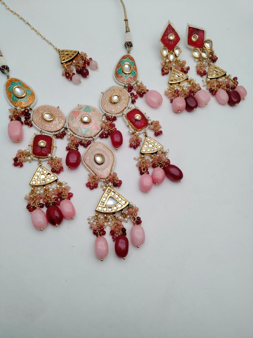 NECKLASE SET IN KUNDAN (VILANDI) STYLE | DESIGN - 15515