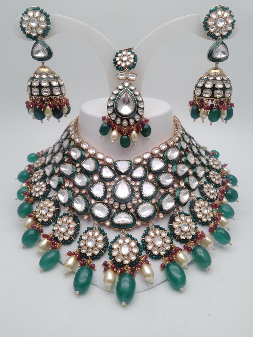 NECKLASE SET IN KUNDAN (VILANDI) STYLE | DESIGN - 15571