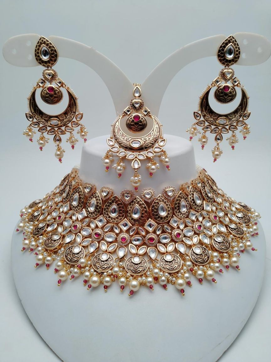 NECKLASE SET IN KUNDAN (VILANDI) STYLE | DESIGN - 15620