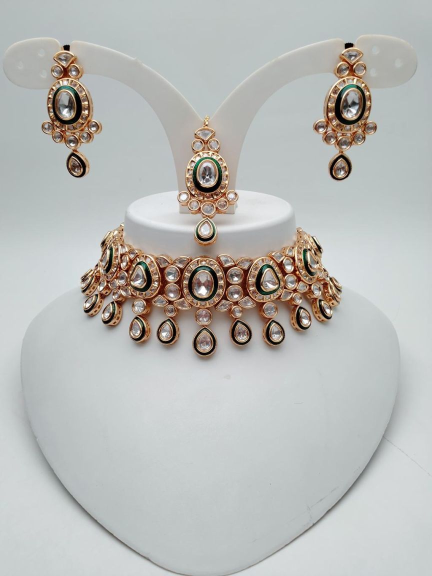 NECKLASE SET IN KUNDAN (VILANDI) STYLE | DESIGN - 15662