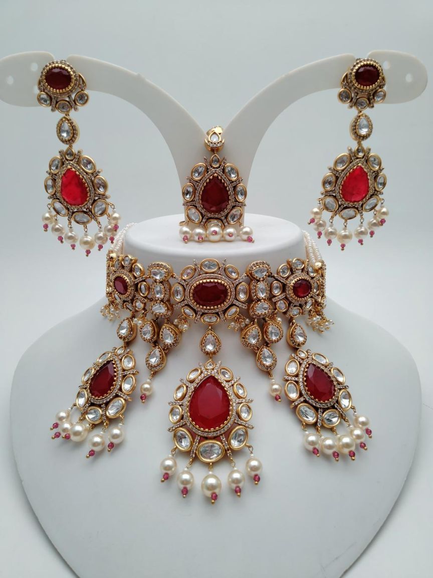 NECKLASE SET IN KUNDAN (VILANDI) STYLE | DESIGN - 15681