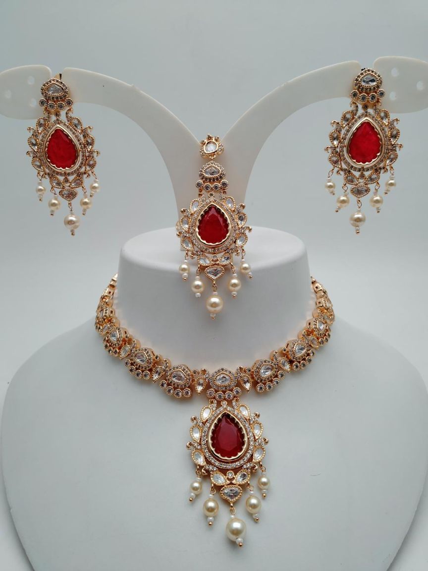 NECKLASE SET IN KUNDAN (VILANDI) STYLE | DESIGN - 15724
