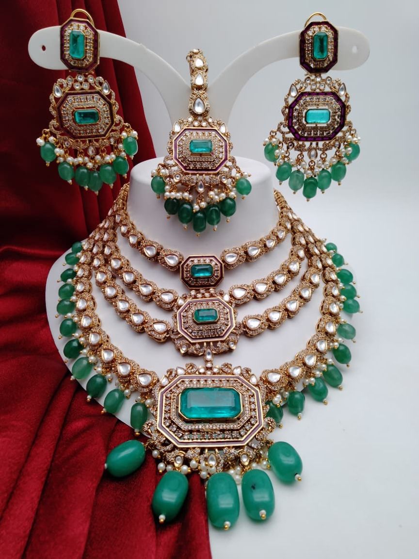NECKLASE SET IN KUNDAN (VILANDI) STYLE | DESIGN - 15759