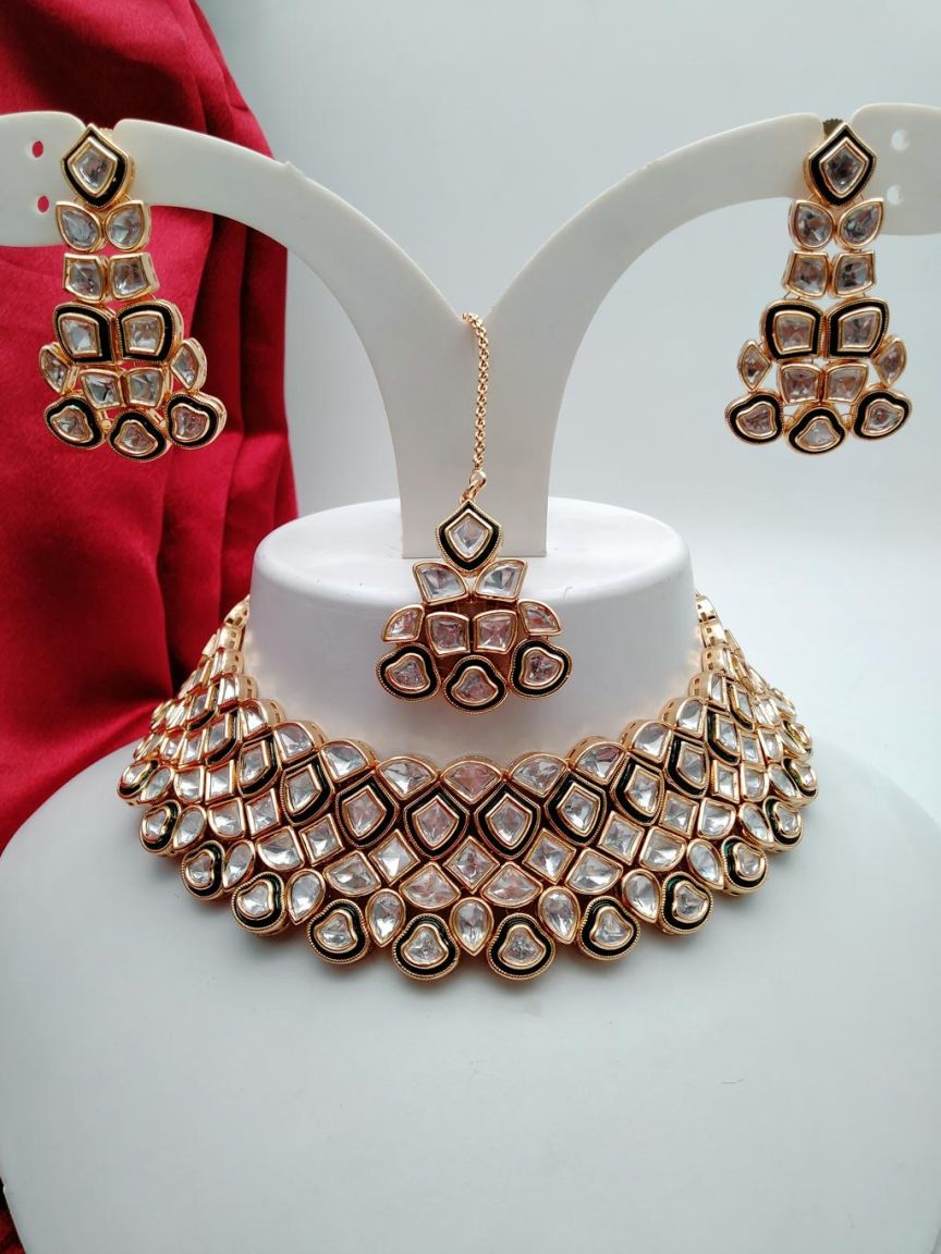 NECKLASE SET IN KUNDAN (VILANDI) STYLE | DESIGN - 15769