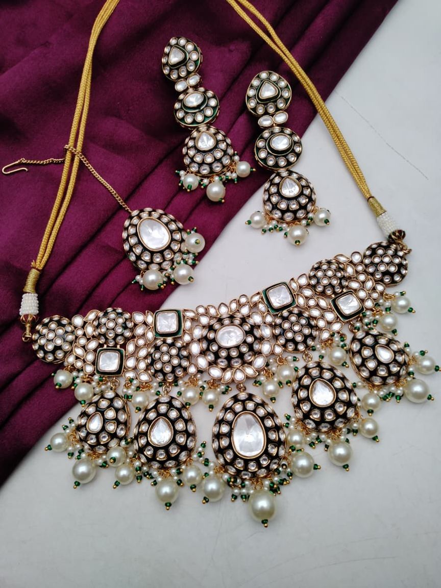 NECKLASE SET IN KUNDAN (VILANDI) STYLE | DESIGN - 15775