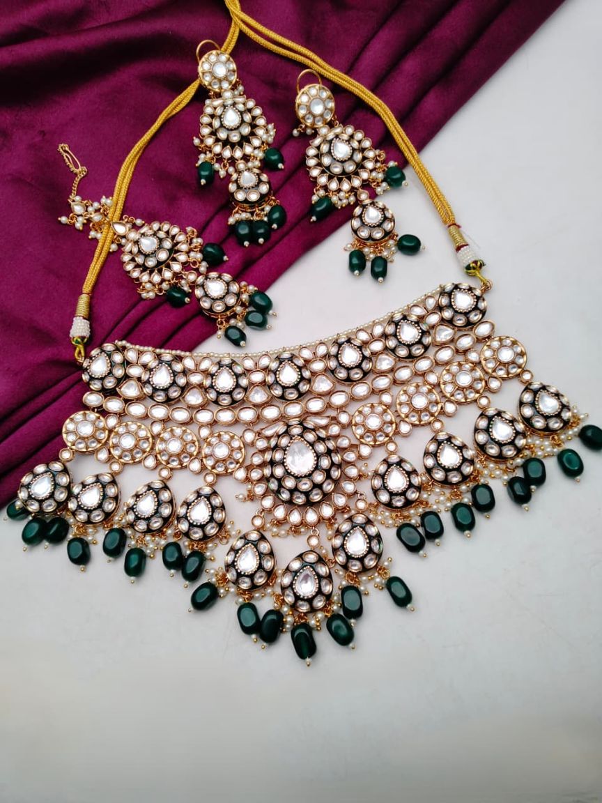 NECKLASE SET IN KUNDAN (VILANDI) STYLE | DESIGN - 15776