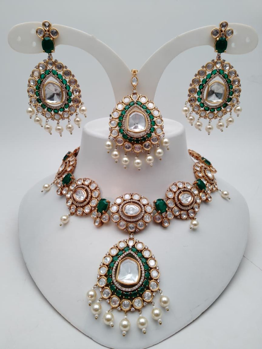 NECKLASE SET IN KUNDAN (VILANDI) STYLE | DESIGN - 15801