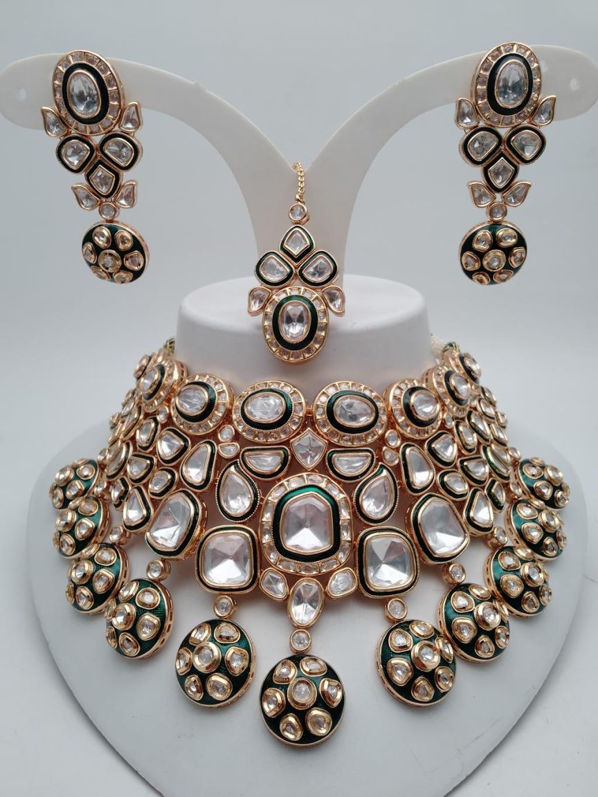 NECKLASE SET IN KUNDAN (VILANDI) STYLE | DESIGN - 15806