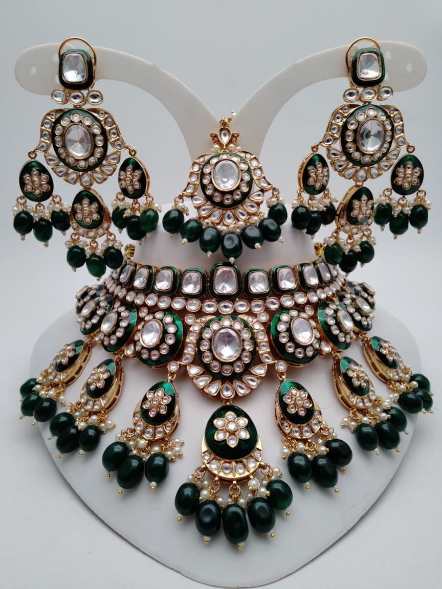 NECKLASE SET IN KUNDAN (VILANDI) STYLE | DESIGN - 15810