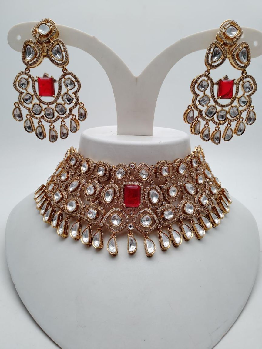 NECKLASE SET IN KUNDAN (VILANDI) STYLE | DESIGN - 15813