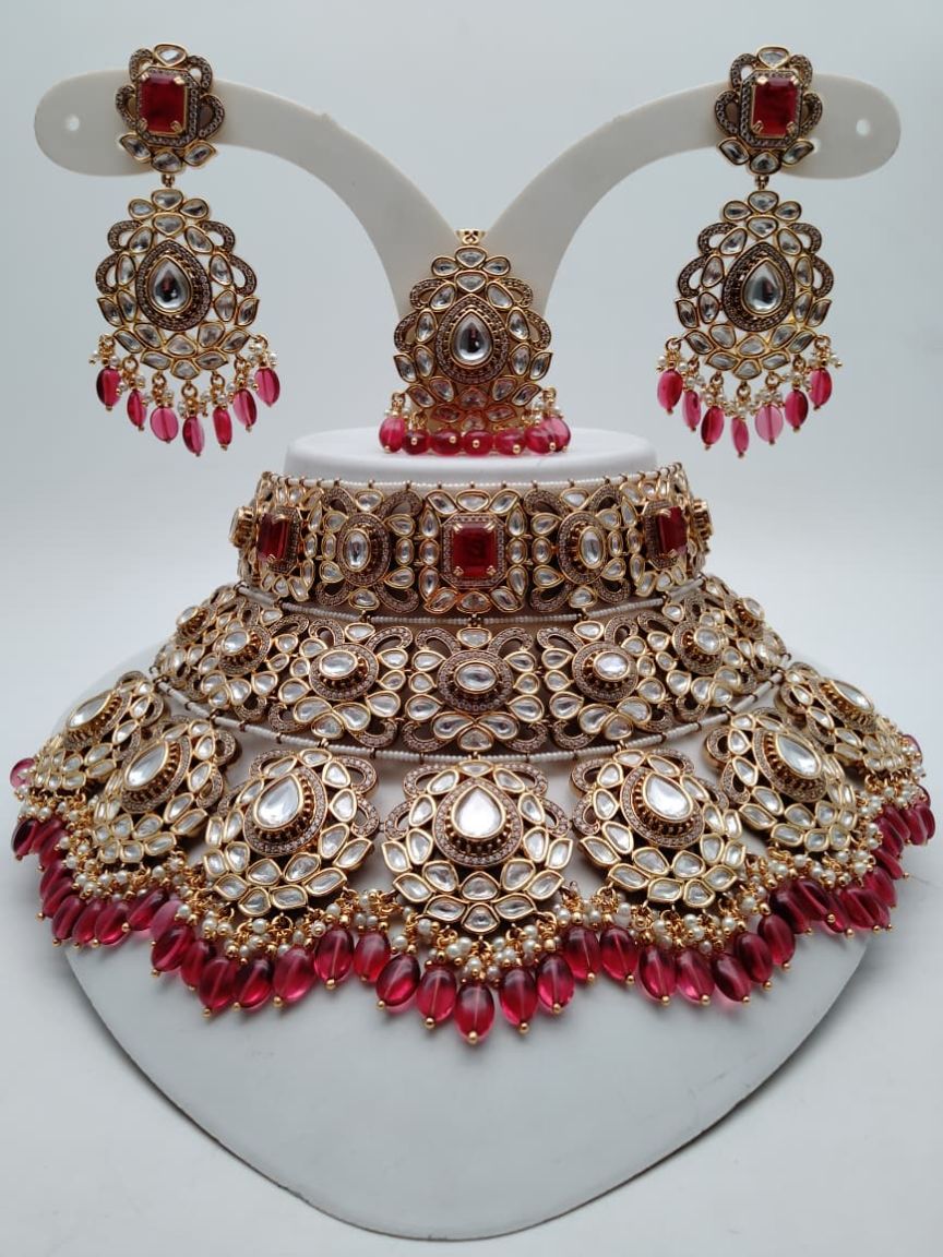 NECKLASE SET IN KUNDAN (VILANDI) STYLE | DESIGN - 15816