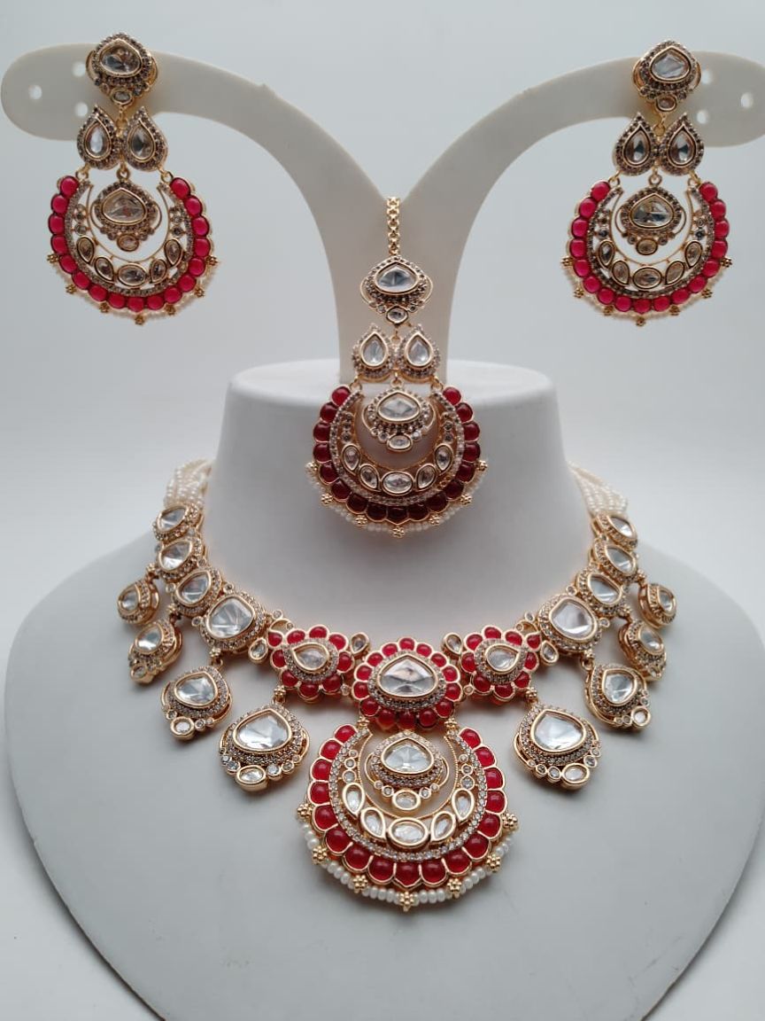 NECKLASE SET IN KUNDAN (VILANDI) STYLE | DESIGN - 15817
