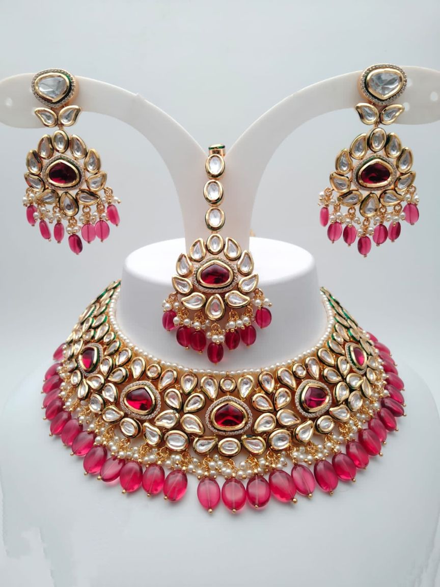 NECKLASE SET IN KUNDAN (VILANDI) STYLE | DESIGN - 15818