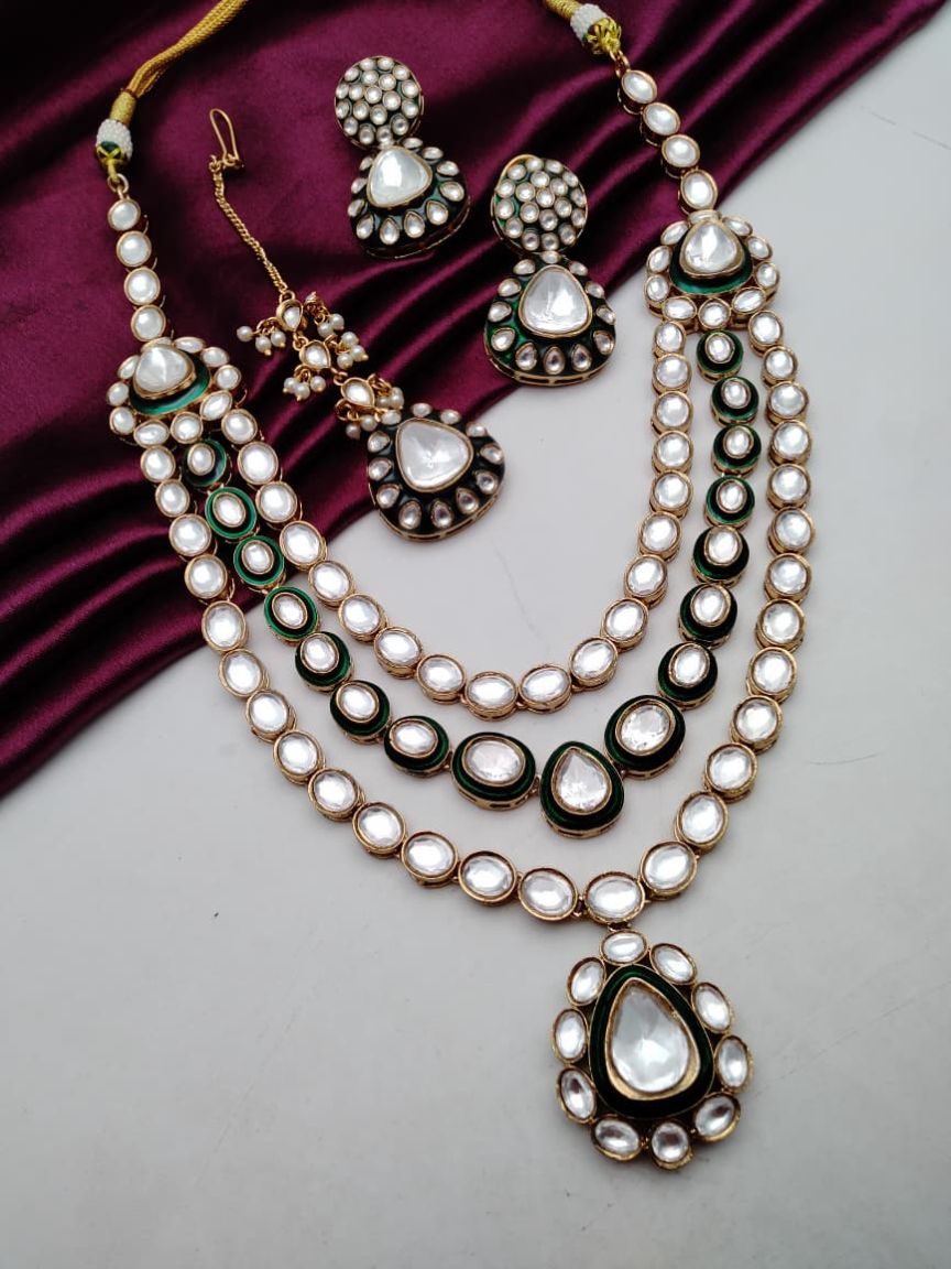 NECKLASE SET IN KUNDAN (VILANDI) STYLE | DESIGN - 15820
