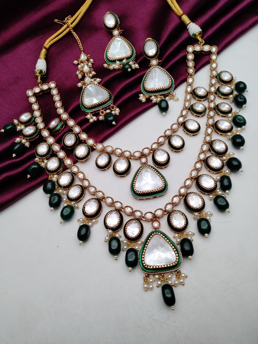 NECKLASE SET IN KUNDAN (VILANDI) STYLE | DESIGN - 15823