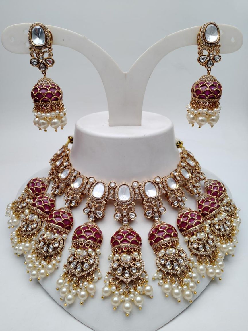 NECKLASE SET IN KUNDAN (VILANDI) STYLE | DESIGN - 15834