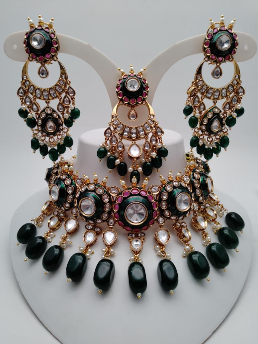 NECKLASE SET IN KUNDAN (VILANDI) STYLE | DESIGN - 15848