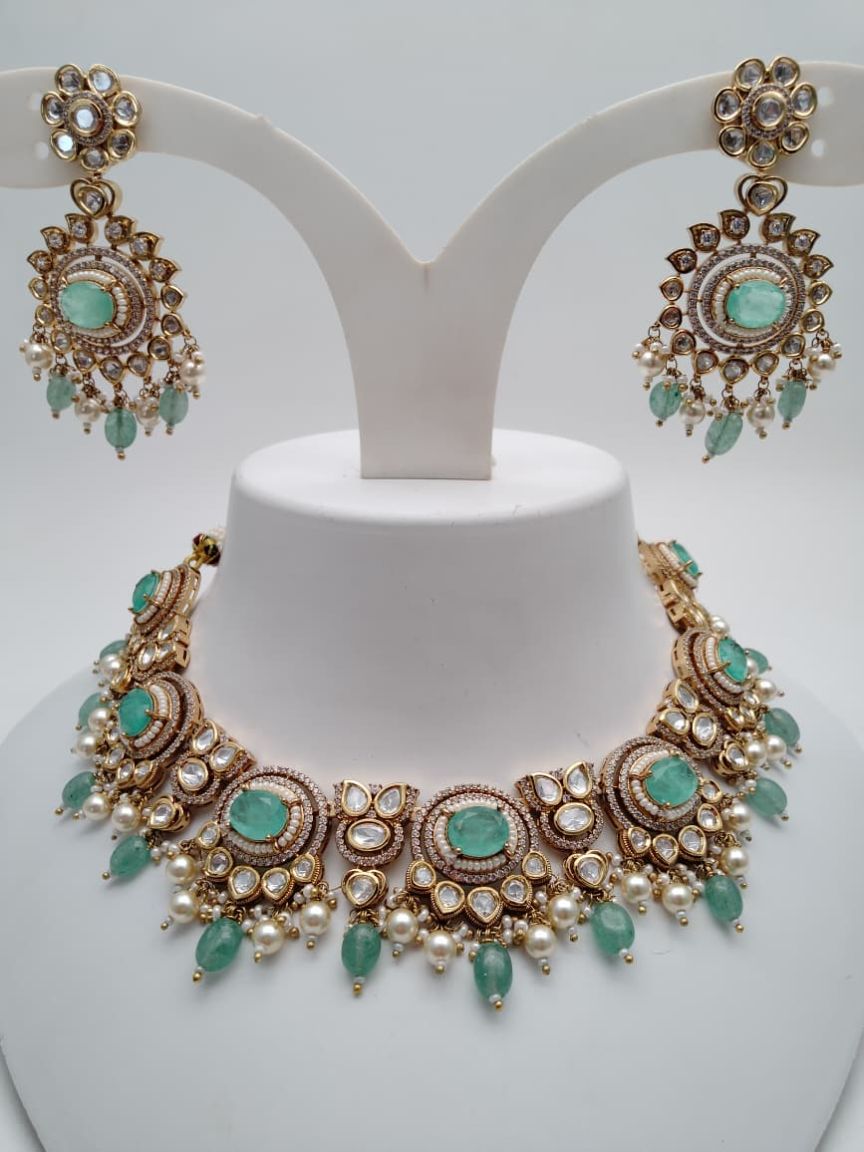 NECKLASE SET IN KUNDAN (VILANDI) STYLE | DESIGN - 15853