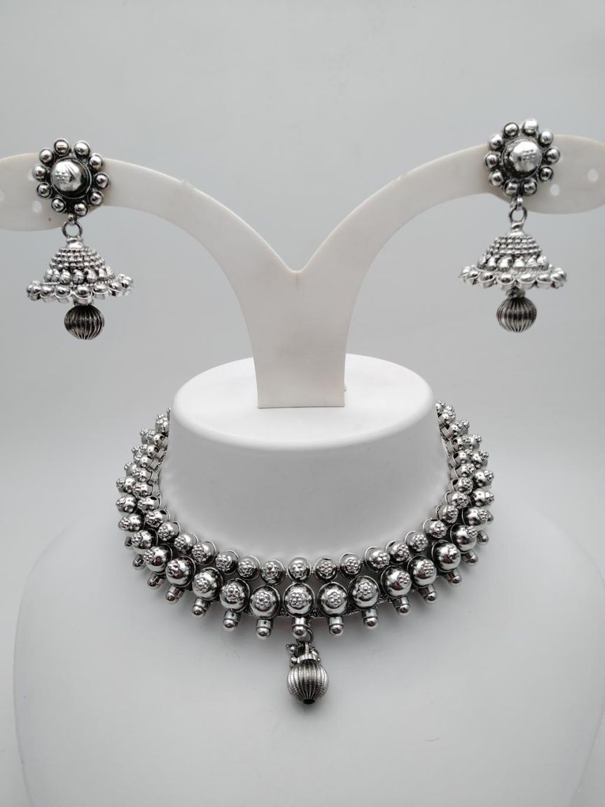 NECKLASE SET IN OXYDIZED POLISHED STYLE | DESIGN - 19003