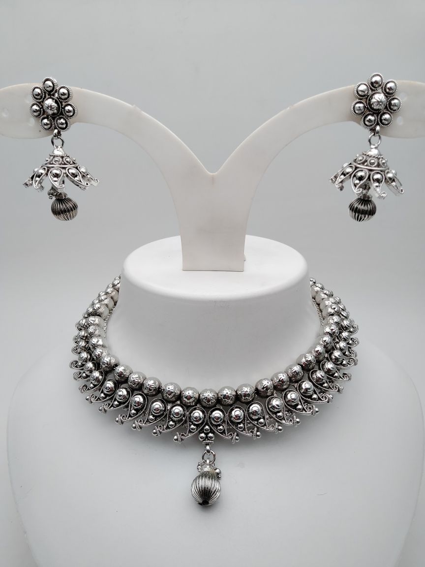 NECKLASE SET IN OXYDIZED POLISHED STYLE | DESIGN - 19004